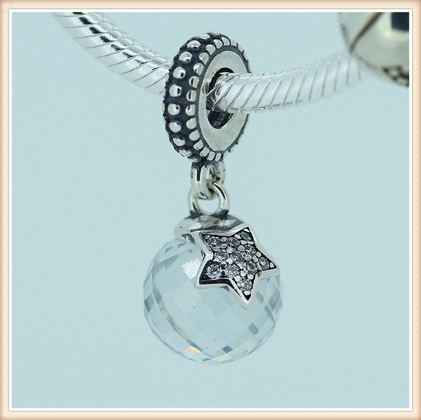 925 Sterling Silver jewelry MOON STAR MIDNIGHT BLUE CRYSTAL CLEAR CZ Charms Beads Fits Pandora Bracelet