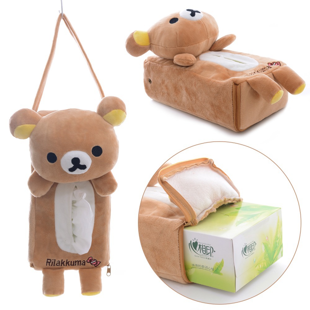 Soft Plush Brown Rilakkuma Bear Hanging Tissue Box Cover Car Accessories Home Decor 10*5\'\' New