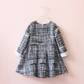 England Name Brand Girl Dress 2016 Cotton Plaid Dress Baby Princess Girls Dress Kids Long Sleeve