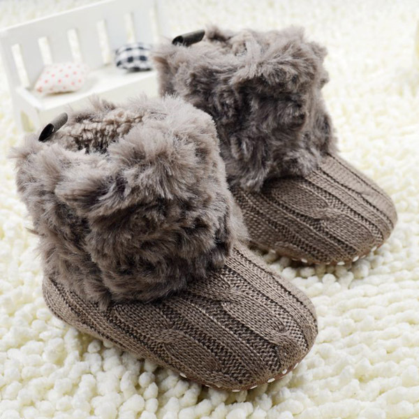 New First Walker Baby Kid Knitted Fur Snow Boots 5 Color Toddlers Soft Sole Short Boots