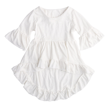 2016 one piece set !Fancy Baby Girls White Dress Frills Flare Sleeve Tops Shirt Ruffles Hem Dresses