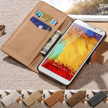 Soft Fashion Wallet Stand Leather Case for Samsung Galaxy Note 3 IIl N9000 Mobile Phone Bag Cover with Card holder Brown Black
