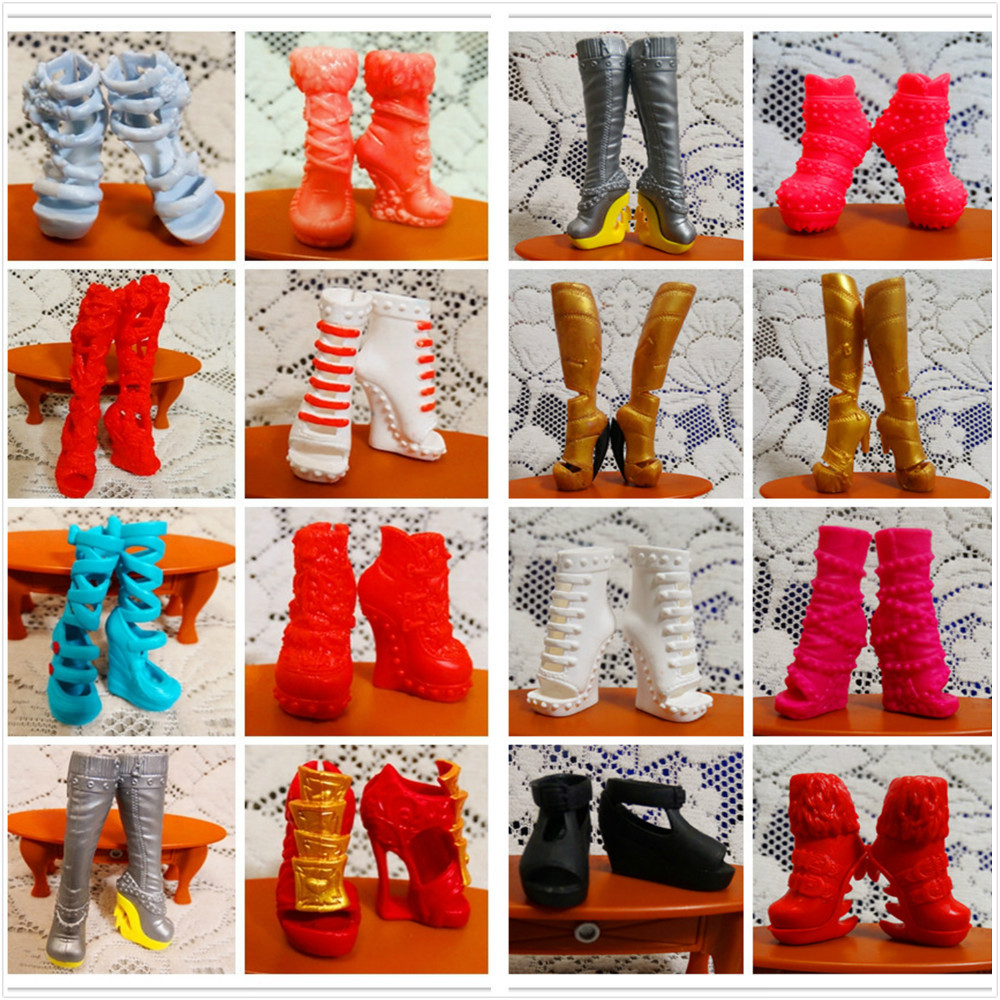 100 Paris/lot Factory Wholesale Original Monster Doll Shoes Mixed Style Beautiful Boots Sandles 1/6 Dolls Shoes High Recommended