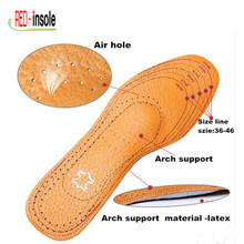 Free Shipping Unisex arch support Genuine Leather Insole Absorb Shock Release Moisture Insole For cowskin shoe Men/Women Health