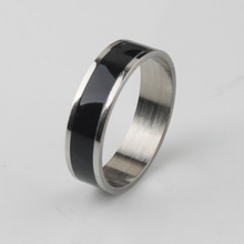 CM560  new Fashion width of 6mm Glossy Black Titanium Stainless steel rings fashion new style Finger Men’s Rings blueornaments