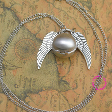 hot antique silver wing golden gold snitch ball quartz pocket watch necklace women arabic number hour