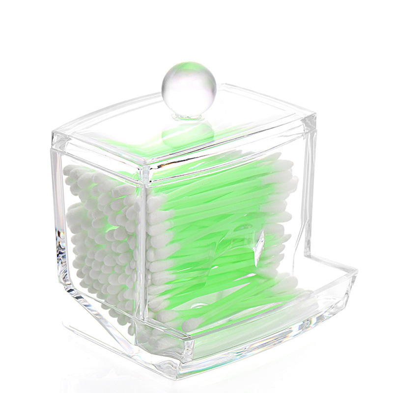 rangement maquillage Box Clear Acrylic Q tip Holder Box Cotton Swabs