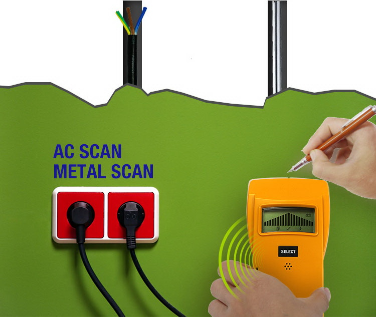 all-sun Digital LCD Multi-scanner for wall studs,AC wires and metals, not detect concrete wall