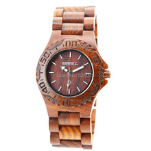 Red sandal wood reloj BEWELL con caja de regalo ocasional relojes para hombre mujeres famosa marca del reloj del reloj de China