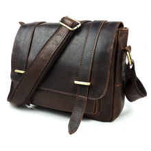 Free shipping 2016 messenger bag fashion vintage genuine leather man bag cross-body bag portable crazy horse leather bag brown