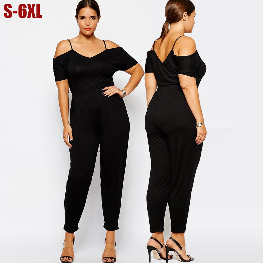 Wholesale 5x 6XL Women Jumpsuits Plus Size Sexy Rompers Long Black Big