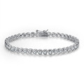 925 sterling silver classic round bezel setting cubic zircon tennis bracelet wedding bijou pulseras wholesale
