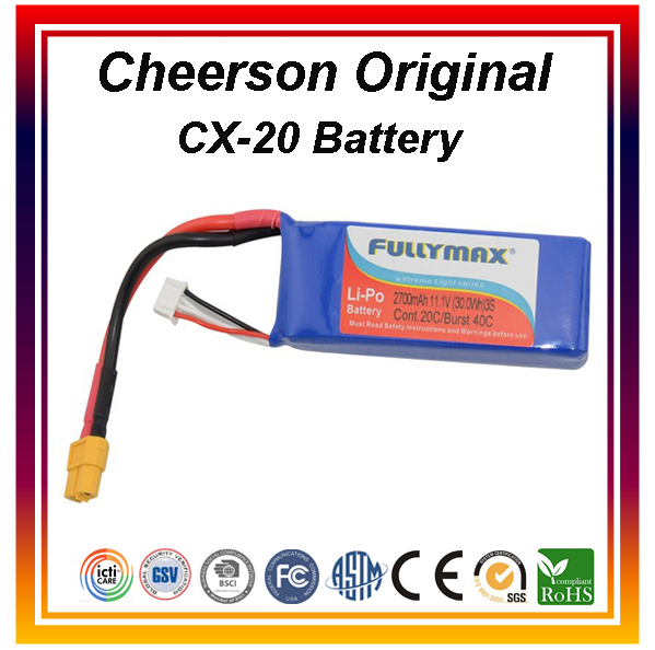 Original Cheerson CX-20 Battery CX20 11.1v 2700mah li-po Battery For CX 20 RC Professional Quadcopter Spare Parts Free Shipping