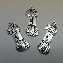 Free shipping aliexpree good selling yarn Woolen charm pendant 8pcs 32*15mm antique silver fit bracelet necklace metal jewelry