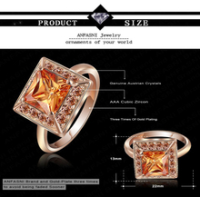 Trendy Square Zircon Ring Real 18K Rose Gold Plated Genuine SWA Stellux Austrian Crystal Female Rings