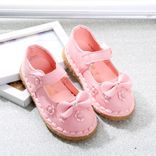 2016 the new children’s shoes sweet bowknot girl leather shoes, fashion antiskid soft bottom girls princess leather shoes