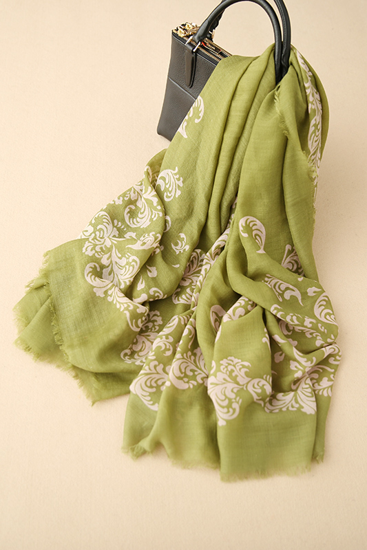 100% goat cashmere printing women big scarf shawl pashmina mustard green 128x130cm $91 free shipping