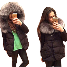 New Winter 2016 Women Jackets Cotton Full Sleeve Covered button with pocketswomen Hat with Feathers Ultra