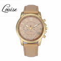 2016 New Women s Geneva Watch Roman Numerals Faux Leather Analog Quartz WristWatch Stainless Steel fashion
