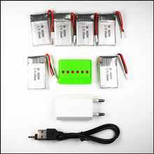 6pcs 3.7V 650mAh battery +plug 6 in 1 Charger USB Interface SYMA X5C-1 X5C X5 X5SC X5SW X6SW JJRC H9D H5C RC Drone