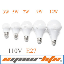 110V LED Globe Light Bulb E27 LED Bulb Energy Saving LED Bulb Light Lamp White Housing