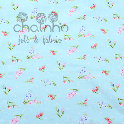 Cotton Fabric For Sewing DIY Material For Dress Curtain Doll Bag Telas light Blue flowers and