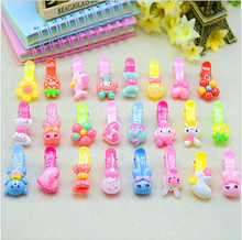 Fashion Kawaii hair clip Rabbit Bow Flower Hairpin Solid Children Girls Hair Clips Headband Baby Barrette Resin Hairpins 10pcs