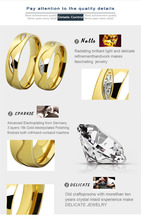Hot sale 18k gold plated 6mm wide wedding rings for men and women jewelry Couples Rings