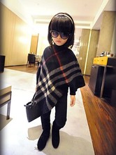 Hot sale 2015 autumn girls cloak outerwear Wool coat with tassels baby outerwear kids cape free