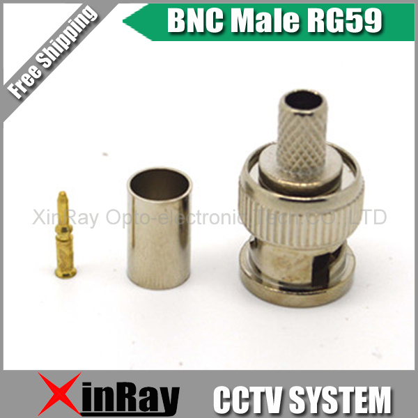 Freeshipping BNC male crimp plug for RG59 coaxial cable RG59 BNC Connector BNC male 3 piece