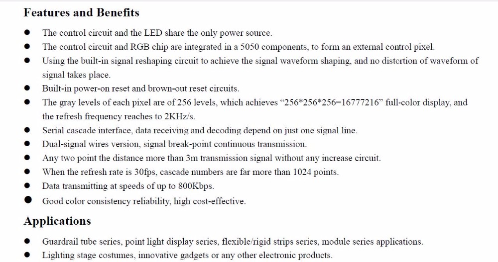 Description Picture 5 of itemWS2813B with black frame;Intelligent control integrated LED light source;refresh frequency reaches to 2KHz/s