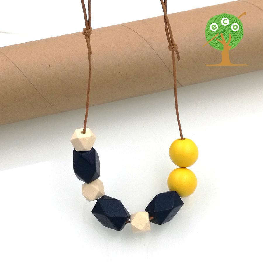 1pc sale yellow natural Geometric necklace Beaded wood necklace unique necklace gift NWr1898