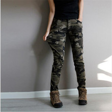 2016 American apparel slim army green fatigue camouflage cargo pants plus size stretch skinny denim femme jeans womens baqueros