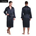 Lilysilk 100 Pure Mulberry Silk Kimono Robe for Men Wedding Vintage Long Sleeves Lapel Collar Pure