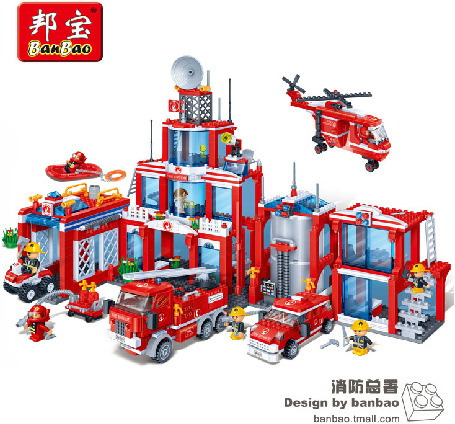 Фотография building blocks sets Extra Large fire station 1285 Pcs Compatible with lego City Educational Toys for Kids Toys Hobbies