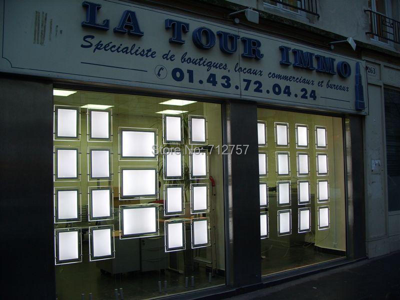 Description Picture 5 of item16PCS A4 Landscape One Side Cable Wire Hanging Acrylic Frame LED Illuminated Panel Advertising Light Boxes for Real Estate Agent