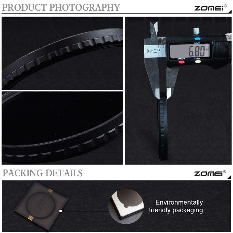 Zomei Ultra Slim HD ND2-400 Neutral Density Fader Variable ND Filter 0(3)