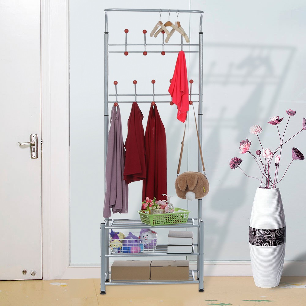 Metal Entryway Coat Shoe Rack 3 Tier Shoe Bench With Coat Hat Umbrella Rack Storage Coat Rack Floor Standing Bedroom Hanger Xtn Storage Holders Racks Aliexpress