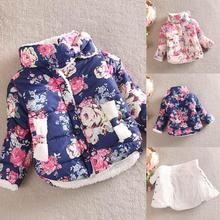 Baby Winter Girls Cotton Floral Coat Long Sleeve Jacket Thick Winter Warm Outerwear