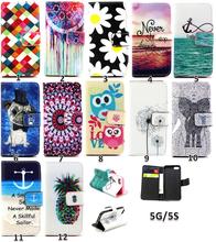 For Apple iPhone 5 5S iPhone5S Wallet Case Cute Chequer Daisy Luxury PU Leather Flip Phone Silicon Cover w Card Slot for Girls