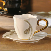 European Style Ceramic Coffee Cup and Dish Creative High Quality Coffee Set With Iron Standard