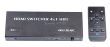 4-Port 4×1 HDMI 1.4 Switch Switcher Box 4 In 1 Out with Optical SPDIF & Stereo 3.5mm Audio Out Supports ARC, 3D, 4kx2k, 1080P