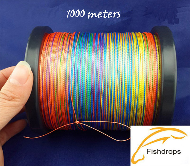 New 1000m Multicolored 4 strands Braided Fishing Line Fluorocarbon Line