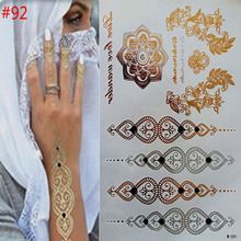 Free shipping new fashion waterproof temporary tattoo tattoo glowing gold silver metal flash Arabic henna tattoo