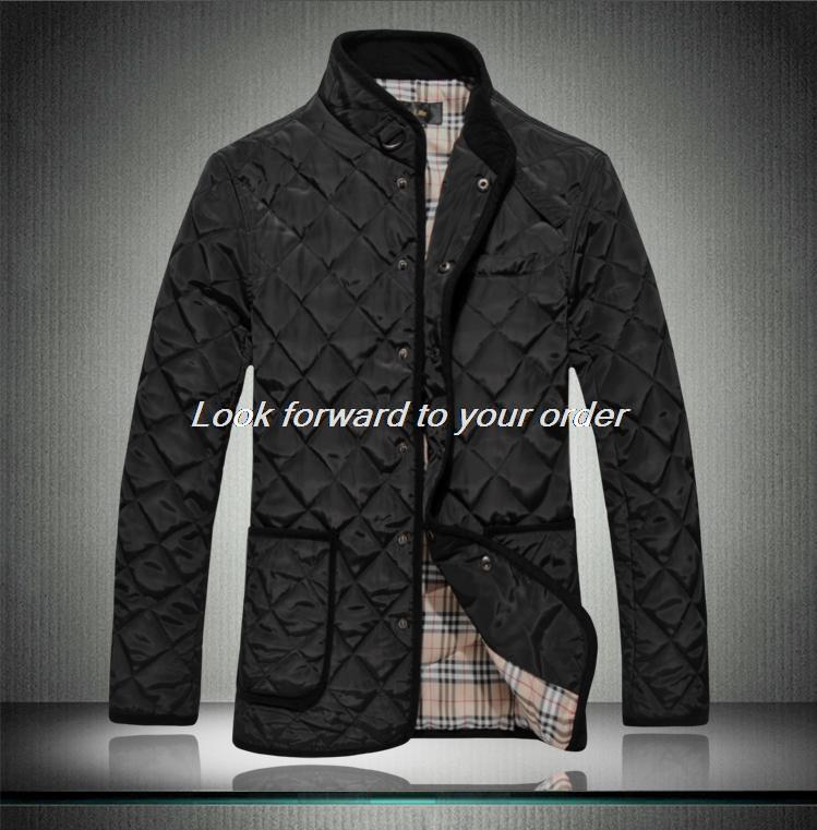 2014 Autumn and winter plaid slim stand collar men s clothing wadded cotton padded jackets men