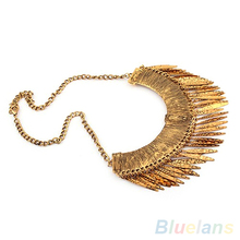 Women s Vintage Arc shaped Willow Salix Leaves Golden Alloy Chain Necklace Jewelry 1L42