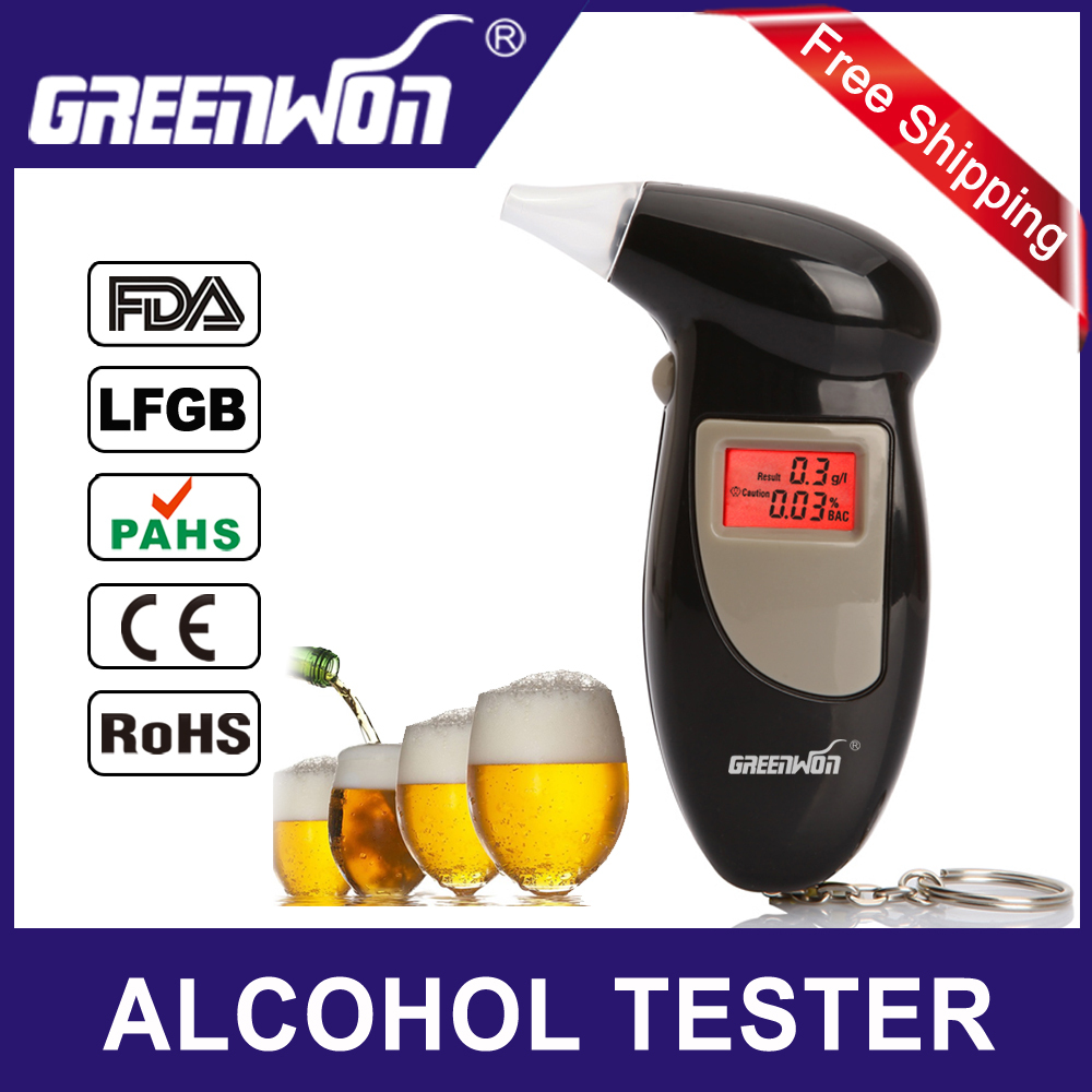 Free Shipping, Key Chain Alcohol Tester, Alcohol Breath Analyzer, Digital Breathalyzer with 5 mouthpiece