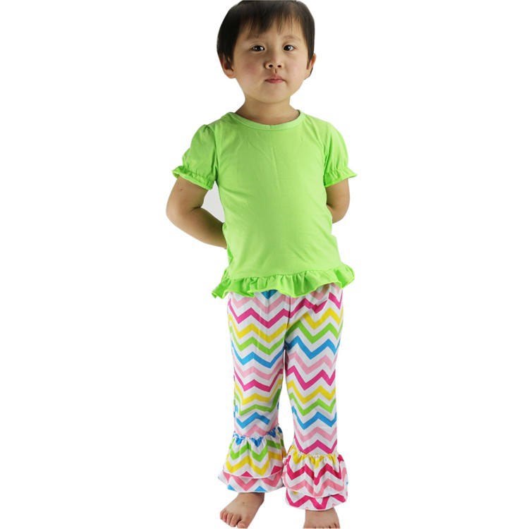 Hot sale Girls Chevron Ruffle Pants Baby Leggings baby trousers wholelsales