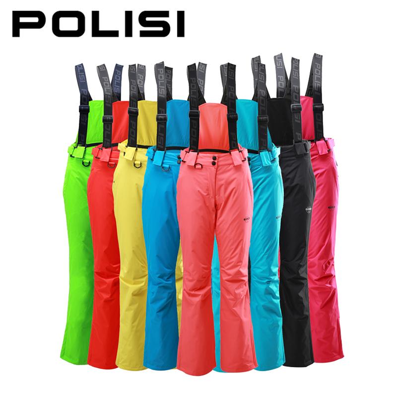 POLISI Professional Women Ski Bib Pants Winter Outdoor Sport Thermal Warm Trousers Snow Skiing Snowboarding Windproof Pants
