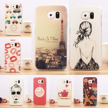 New cute phone Cases For samsung galaxy s6 case 3D cartoon Eiffel Tower Sexy Red Lips cover Mobile Phone Accessories cases
